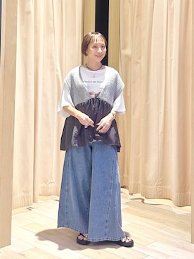 「LEPSIM（レプシィム）のシャリシャリフォトT　1050534（Tシャツ/カットソー、ホワイト系）」を使った、takihazuさん（レディース・148cm）の夏コーディネート
