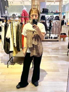 「LEPSIM（レプシィム）の2WAY柄シアー長袖シャツ　664892（シャツ/ブラウス、その他）」を使った、takihazuさん（レディース・148cm）の夏コーディネート