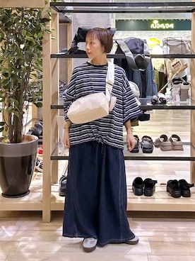「LEPSIM（レプシィム）の厚底ローテクスニーカー　1042669（スニーカー、ブルー系）」を使った、takihazuさん（レディース・148cm）の夏コーディネート