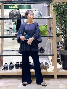 「LEPSIM（レプシィム）の異素材フリルBIGT　242843（Tシャツ/カットソー、グレー系）」を使った、takihazuさん（レディース・148cm）の夏コーディネート