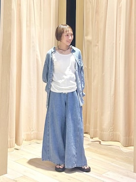 「LEPSIM（レプシィム）のメタルストラップサンダル　638841（サンダル、ブラック系）」を使った、takihazuさん（レディース・148cm）の夏コーディネート