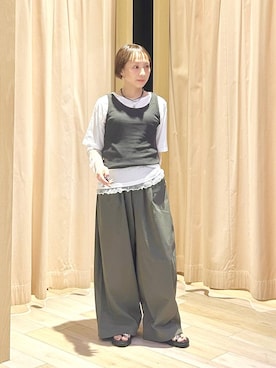 「LEPSIM（レプシィム）のメタルストラップサンダル　638841（サンダル、ブラック系）」を使った、takihazuさん（レディース・148cm）の夏コーディネート