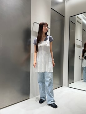 「CODE A（コードエー）のgeorgette cami（キャミソール、ホワイト系）」を使った、kanami927さん（レディース・161cm）の春コーディネート