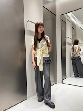 「CODE A（コードエー）のmultiway knit cardigan（カーディガン/ボレロ、ホワイト系）」を使った、kanami927さん（レディース・161cm）の春コーディネート