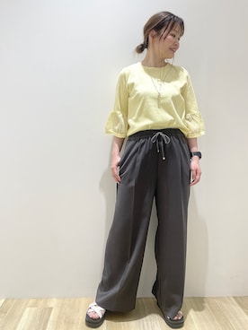 「OPAQUE.CLIP（オペークドットクリップ）のクロスベルトデザインサンダル（サンダル）」を使った、いなさん（レディース・163cm）の春コーディネート