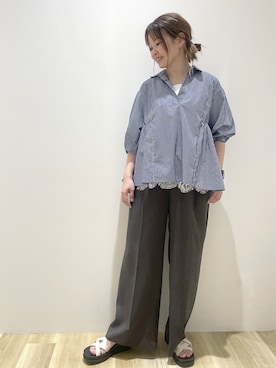 「OPAQUE.CLIP（オペークドットクリップ）のクロスベルトデザインサンダル（サンダル）」を使った、いなさん（レディース・163cm）の春コーディネート