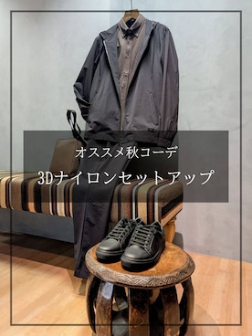 「TAKEO KIKUCHI（タケオキクチ）の【3D ナイロン ストレッチ】ジップアップ フードブルゾン（ブルゾン、ブラック系）」を使った、yasuさん（メンズ・176cm）の秋コーディネート