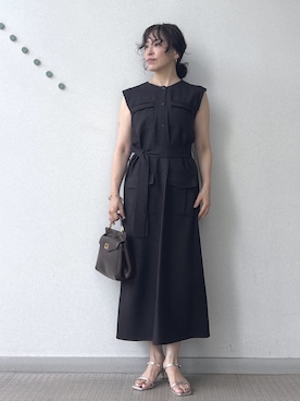「DRESSTERIOR（ドレステリア）の【ウォッシャブル】ツイードライクワンピース（ワンピース、ブラウン系）」を使った、kawamuraさん（レディース・154cm）の夏コーディネート
