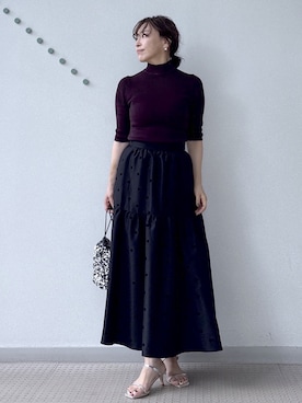 「DRESSTERIOR（ドレステリア）の【接触冷感】クールタッチ ハーフスリーブニット（ニット/セーター、レッド系）」を使った、kawamuraさん（レディース・154cm）の夏コーディネート