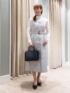 「grove（グローブ）のジレ2WAYジャンドレ（ワンピース、グレー系）」を使った、おみつさん（レディース・160cm）の冬コーディネート