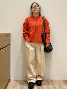 「アイテム（エコバッグ/サブバッグ、グレー系）」を使った、くーみーさん（レディース・153cm）の冬コーディネート