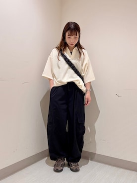 「tk.TAKEO KIKUCHI（ティーケータケオキクチ）のアイテム（パンツ）」を使った、S.A.Oさん（レディース・158cm）の夏コーディネート