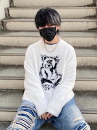 OY ヘアリーシャドーオードリーニット 白 OY ヘアリーシャドーオードリーニット 白