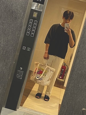 「FRUIT OF THE LOOM（フルーツオブザルーム）のアイテム（バッグ）」を使った、みんさん（メンズ・175cm）の夏コーディネート