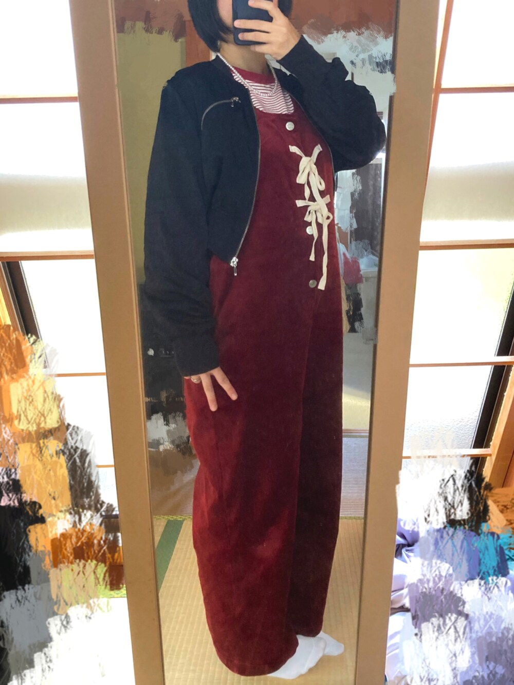 LAUIR（ラウアー）の「リボンデザインコーデュロイサロペット[高