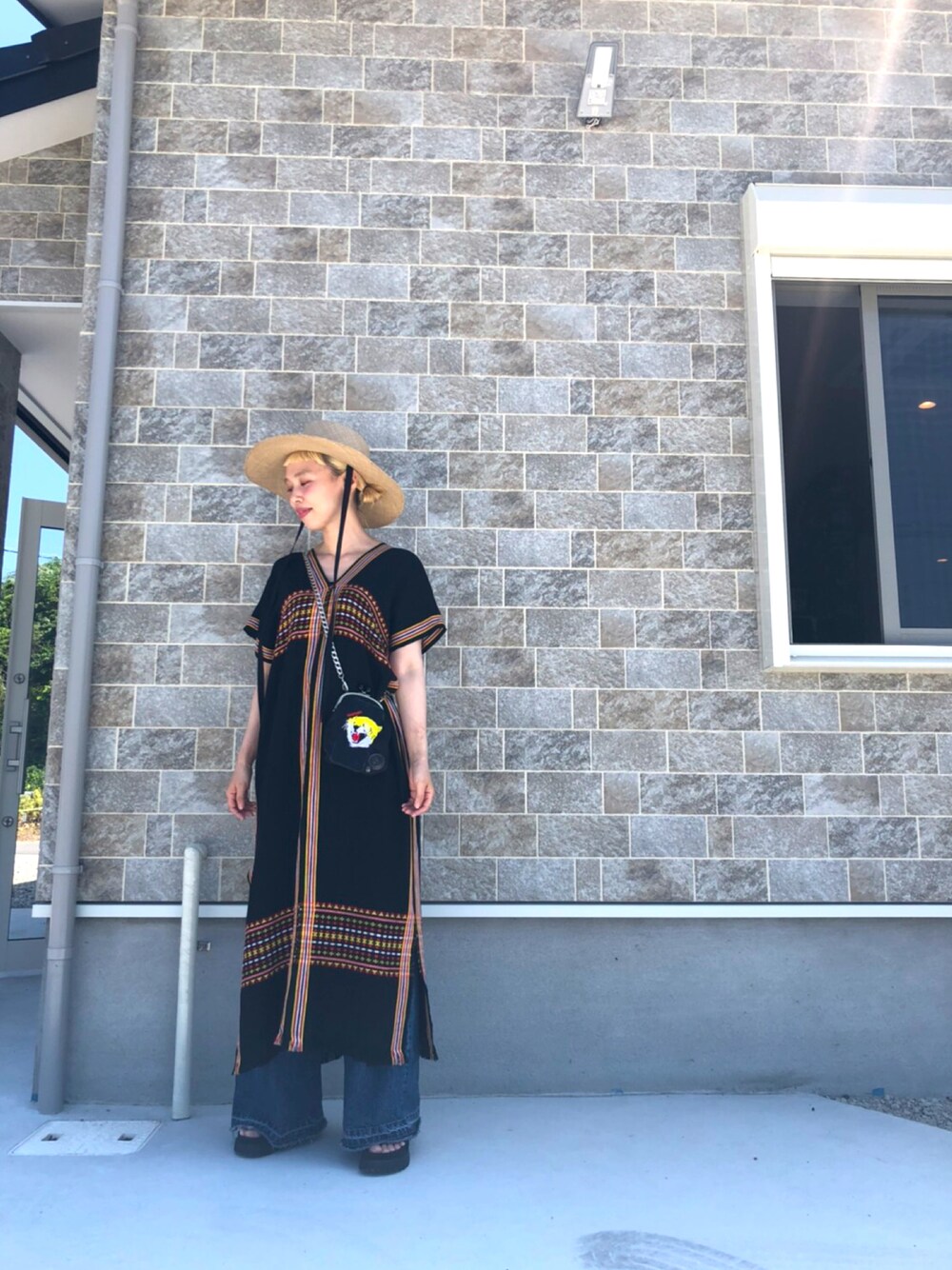 「好きな服を好きなように、好きな服着て好きに生きてく、好きなものは好き、ワンピース、リメイク、リメイクワンピース、好きな服を好きなように着る🐷💕、好きなものを着よう」｜「EVOLのアイテム（サンダル、ブラック系）」を使った、adocoaさん（レディース・162cm）の夏コーディネートの1枚目の写真