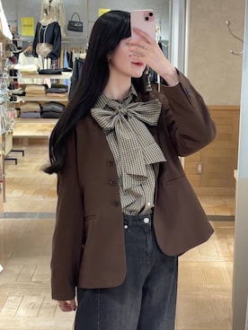 「LOWRYS FARM（ローリーズファーム）のビックボウタイチェックシャツ  573050（シャツ/ブラウス）」を使った、ゆーかっちさん（レディース・172cm）の秋コーディネート