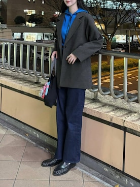 「アイテム（その他アウター、グレー系）」を使った、ゆーかっちさん（レディース・172cm）の冬コーディネート