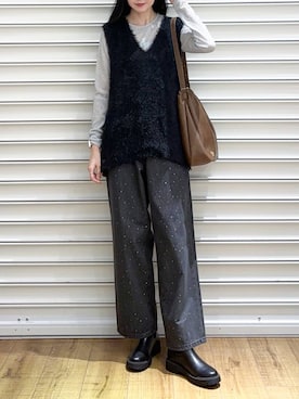 「アイテム（ベスト）」を使った、ゆーかっちさん（レディース・172cm）の秋コーディネート
