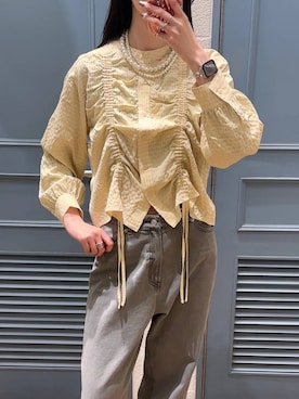 「LOWRYS FARM（ローリーズファーム）のパールタレンネックレス　249411（ネックレス）」を使った、ゆーかっちさん（レディース・172cm）の冬コーディネート