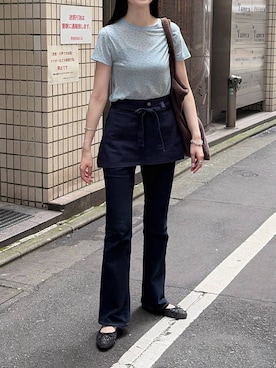 「LOWRYS FARM（ローリーズファーム）のアソートシアーTEE 638393（Tシャツ/カットソー、ブルー系）」を使った、ゆーかっちさん（レディース・172cm）の夏コーディネート