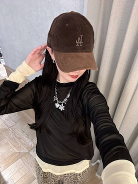 「アイテム（帽子）」を使った、ゆーかっちさん（レディース・172cm）の秋コーディネート