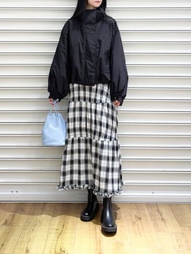 「アイテム（その他アウター、ブラック系）」を使った、ゆーかっちさん（レディース・172cm）の秋コーディネート