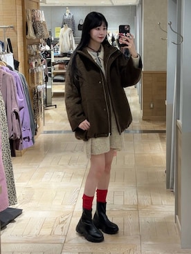 「LOWRYS FARM（ローリーズファーム）のストレッチスニーカーブーツ　133385（ブーツ）」を使った、ゆーかっちさん（レディース・172cm）の秋コーディネート