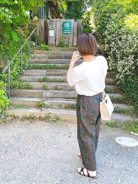 「GLOBAL WORK（グローバルワーク）のアソートプリントT半袖/932536（Tシャツ/カットソー、ホワイト系）」を使った、𝕪𝕦𝕟𝕒さん（レディース）の夏コーディネート