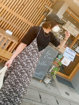 「BEAMS HEART（ビームスハート）のアイテム（キャップ、ブラック系）」を使った、𝕪𝕦𝕟𝕒さん（レディース）の夏コーディネート