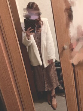 「no brand（ノーブランド）のアイテム（その他アウター）」を使った、chiiさん（レディース・156cm）の冬コーディネート