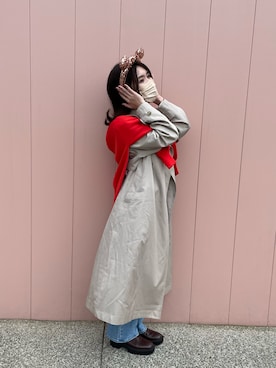 「ユニバ」｜「アイテム（トレンチコート）」を使った、なごさん（レディース・156cm）の春コーディネート