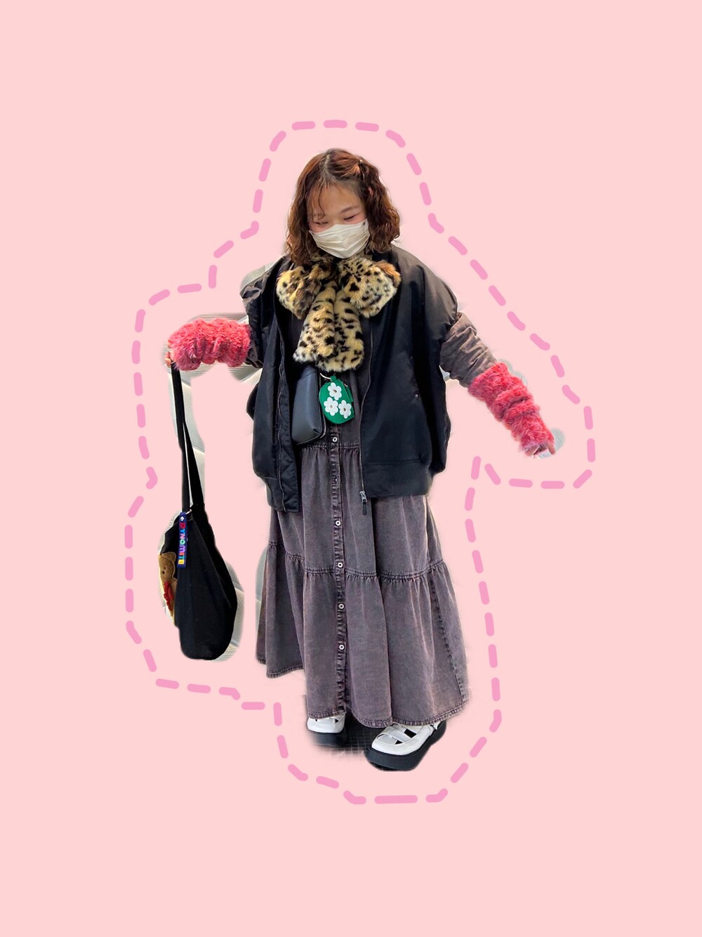 「CasseliniのCasselini(キャセリーニ)リボンティペット（マフラー、その他）」を使った、amiさん（レディース・145cm）の冬コーディネートの1枚目の写真