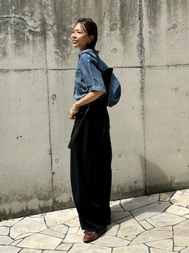 「ulu（ウル）のアイテム（シャツ/ブラウス、ブルー系）」を使った、maiさん（レディース・165cm）の春コーディネート