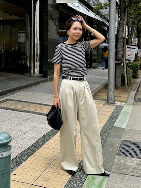 6(ROKU)＞コットンレーヨン タックパンツを使った人気ファッション