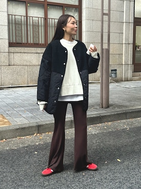 「アイテム（ムートンコート）」を使った、maiさん（レディース・165cm）の秋コーディネート