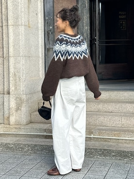 「アイテム（モカシン/デッキシューズ）」を使った、maiさん（レディース・165cm）の秋コーディネート