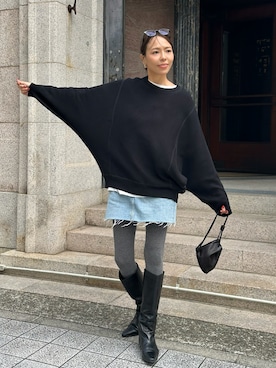 「アイテム（デニムスカート）」を使った、maiさん（レディース・165cm）の秋コーディネート