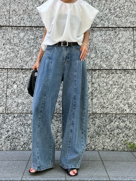 「ulu（ウル）のアイテム（デニムパンツ、ブルー系）」を使った、maiさん（レディース・165cm）の春コーディネート