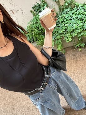 「アイテム（タンクトップ）」を使った、maiさん（レディース・165cm）の夏コーディネート