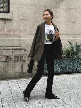 「stressmamaのアイテム（デニムパンツ、ブラック系）」を使った、maiさん（レディース・165cm）の秋コーディネート