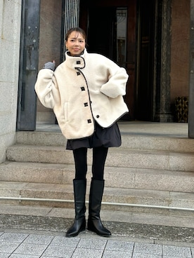 「アイテム（ムートンコート）」を使った、maiさん（レディース・165cm）の冬コーディネート