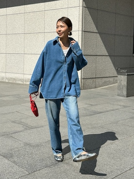 「アイテム（シューズ、シルバー系）」を使った、maiさん（レディース・165cm）の春コーディネート