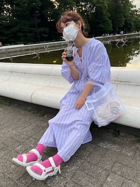 「真夏のアクティブスタイル」｜「アイテム（シャツワンピース）」を使った、saito@148cm低身長コーデさん（レディース・148cm）の夏コーディネート