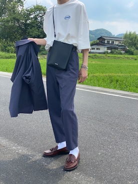 「Adoon plain（アドーンプレーン）のアイテム（Tシャツ/カットソー）」を使った、Loading...さん（メンズ・168cm）の夏コーディネート