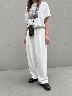 「select MOCA by son（セレクトモカバイソン）のタックバルーンワイドパンツ（その他パンツ、ホワイト系）」を使った、kaoさん（レディース・160cm）の春コーディネート