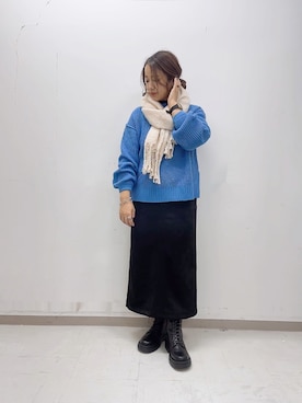 「スウェードスカート」｜のりさん（レディース・157cm）の冬コーディネート