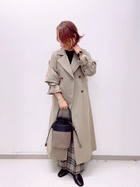 「Te chichi（テチチ）のアイテム（ステンカラーコート）」を使った、のりさん（レディース・157cm）の秋コーディネート