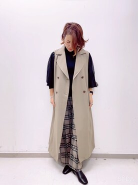 「Te chichi（テチチ）のアイテム（ステンカラーコート）」を使った、のりさん（レディース・157cm）の秋コーディネート