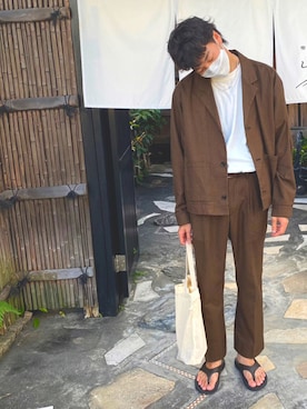 「ショートブルゾン」｜「アイテム（アクセサリー）」を使った、つくね［相互フォロー］さん（メンズ・178cm）の秋コーディネート